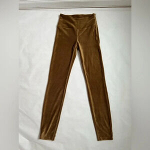 YaYa Velour Velvet Leggings Khaki Green Stretchy Comfort Size Small S  NWT